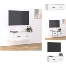 Meuble tv suspendu Blanc 80x36x25 cm Bois d'ingénierie - Meubles Tv Suspendus - Meuble Tv Design - Meuble Tv Moderne - Meuble Tv Blanc - Rangement