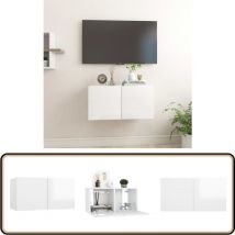 Vidaxl - Meuble tv suspendu Blanc brillant 60x30x30 cm - Meuble Tv Mural - Meuble Tv Suspendu - Rangement Tv - Unit Tv - Meuble Hifi
