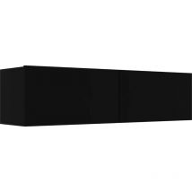 Lexlife - Meuble tv suspendu contemporain en Aggloméré Déco Noir - 120 x 30 x 30 cm