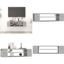 Meuble tv suspendu Gris béton 100x30x26,5 cm Bois d'ingénierie - Meuble Tv Suspendu - Meuble Tv Gris - Meuble Tv Design - Meuble Tv Moderne - Étagère