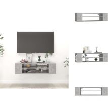 Meuble tv suspendu Gris béton 100x30x26,5 cm Bois d'ingénierie - Meuble Tv Suspendu - Meuble Tv Gris - Meuble Tv Design - Meuble Tv Moderne - Étagère