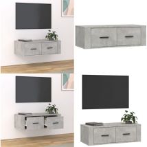 Meuble tv suspendu Gris béton 80x36x25 cm Bois d'ingénierie - Meubles Tv Suspendus - Meuble Tv Gris - Meuble Tv Design - Meuble Tv Moderne