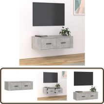 Meuble tv suspendu Gris béton 80x36x25 cm Bois d'ingénierie - Meubles Tv Suspendus - Meuble Tv Gris - Meuble Tv Design - Meuble Tv Moderne