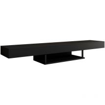 Meuble tv Suspendu Meuble tv de salon Flottante Support pour Téléviseur Meuble de Salon 150x22x29,6cm Noir Finition Mate Modèle Aydin