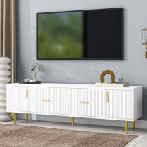 Jn.songs - Meuble tv, Table tv avec Poignées Dorées 2 Portes, 2 Tiroirs pour tv 70