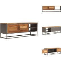 Meuble tv Teck recyclé et acier 120x30x40 cm - Meubles Tv - Meuble Tv Rustique - Meuble Tv Design - Meuble Tv Avec Rangement - Meuble Tv Industrielle