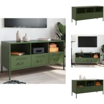 Meuble TV vert olive 100,5x39x50,5 cm acier - Meubles Tv - Meuble Tv Industriel - Meuble Tv Design - Meuble Tv Vert - Banc Tv