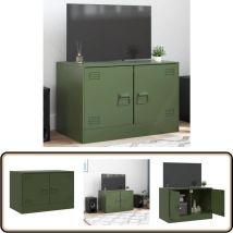 Vidaxl - Meuble tv vert olive 67x39x44 cm acier - Meuble Tv - Meuble Salon - Buffet Tv - Banc Tv - Meubles Tv