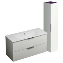 Burgbad - Meuble vasque 120 cm Olena blanc brillant + colonne