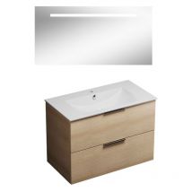 Burgbad - Meuble vasque 90 cm Olena chêne clair + miroir