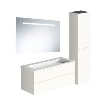 Burgbad - Pack meuble vasque 120 cm Cosmo blanc mat + miroir + colonne