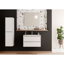 Sanitaire - Meuble vasque jupiter 3.0 Blanc Brillant 80 cm avec Miroir elegance