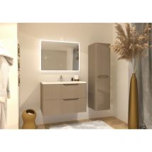 Meuble vasque luna Tissé Lin 80cm avec miroir Reflet