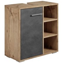 Meuble sous lavabo Neptunus 60 x 28 x 60 cm - Badplaats - Chene avec gris
