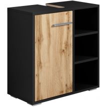 Badplaats - Meuble sous lavabo Neptunus 60 x 28 x 60 cm Noir avec chene