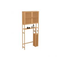 Meuble wc 3 en 1 avec armoires de rangement bambou bea