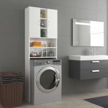 Bonnevie - Meuble wc Armoire wc - Meuble de salle de bain Blanc brillant 64x25,5x190 cm BV262614