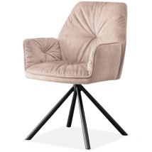 Chaise De Salle à Manger Pivotante Moderne En Velours Botega - Velours Taupe, Style , 58 x 47 x 89 cm - Meubler Design