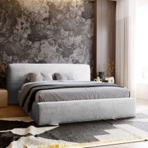 Lit Coffre Tissu Chenille Mona - Tissu Chenille Gris - 160x200, Style , x x cm - Meubler Design