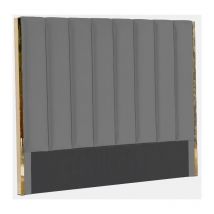 Meubler Design - Tête De Lit Simili Cuir Et Or Veneto - Polyuréthane Gris - 140 Cm, Style Art déco, 150 x 8 x 140 cm