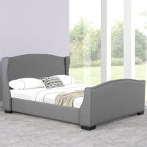 Lit Design Grande Tête De Lit Master - Gris - 180x200, Tissu, Bois, Style , 216 x 196 x 115 cm - Meubler Design