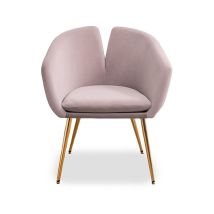 Meubler Design - Chaise Design Velours Love - Velours Taupe, Métal, Mousse polyéthylène, Style Art déco, 67 x 61 x 79 cm