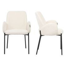 Meubler Design - Chaises Design Dossier Haut - Lot De 2 - Agata - Tissu Boucle Crème Pied Noir, Style , x x cm