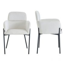 Meubler Design - Chaises Design Dossier Haut - Lot De 2 - Christine - Tissu Velours Côtelé Crème Pied Noir, Style , X X Cm