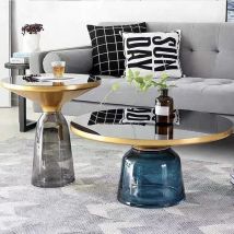 MEUBLER DESIGN Ensemble De Tables Basses Mona En Verre Avec Plateaux Couleur Or, Style , x x cm