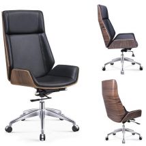 Meubler Design - Fauteuil De Direction Bureau En Bois Master - Polyuréthane Noir, Style , 69 x 69 x 119 cm