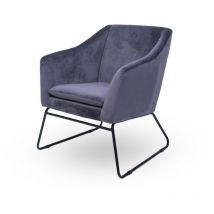 Fauteuil En Velours Et Métal Noir Zadig - Velours Gris, Métal, Mousse polyéthylène, Style Contemporain, 73 x 69 x 84 cm - Meubler Design