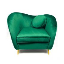 Meubler Design - Legend Fauteuil Velours Pieds Métal Or - Vert, Velours, Métal, Style Art déco, 96 x 74 x 85 cm