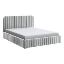 Lit Coffre En Tissu Velours Avec Tête De Lit + Sommier à Lattes - Lior - Velours Gris - 160x200, Style , x x cm - Meubler Design