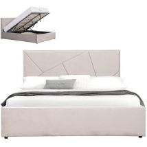 Lit Coffre Velours Damard - Velours Taupe - 180x200, Style , 220 x 172 x 98.5 cm - Meubler Design