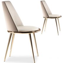 Lot De 2 Chaises De Salle à Manger Moderne Beige En Métal Doré Giulia, Polyuréthane, Style , x x cm - Meubler Design