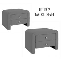 Table Chevet Design Gris Eva X2, Polyuréthane, Rectangulaire, Style Contemporain, 50 x 38 x 37 cm - Meubler Design