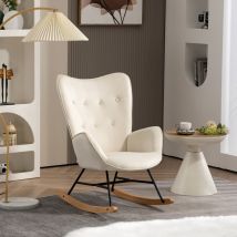 Meubles Cosy - Mecedora, Mecedora, Tapizado en Terciopelo Beige, Estilo Escandinavo, para Salón, Dormitorio, Balcón, 66x87x98cm - Beige