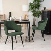 Meubles Cosy - Set of 2 Scandinavian dining room chairs in green fabric