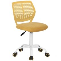 MEUBLES COSY Ergonomic Swivel Desk Chair with Adjustable Height and Lumbar Support – Carnation Series, light yellow fabric