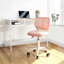 Meubles Cosy - Ergonomic swivel dining chair, height-adjustable, with lumbar support - carnation Collection, Rose fabric