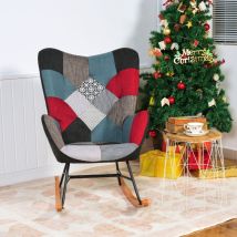 Meubles Cosy - meuble cosy Mecedora de estilo escandinavo, tela patchwork multicolor, patas de haya maciza, adecuada para sala de estar, comedor,