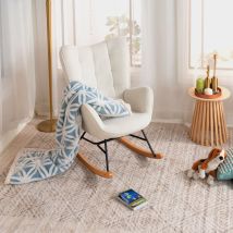 Meubles Cosy - Sillón escandinavo con cómodo respaldo y reposabrazos en esponja de piel de oveja sintética con costuras.