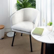 Meubles Cosy - Fauteuil de Salon Scandinave, Canapé Lounge avec Dossier et Accoudoirs, Pieds en Métal Noir, Coussin de Siège en Tissu épais, Beige,