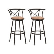 MEUBLES COSY Juego de 2 sillas de bar giratorias 360°, taburetes altos vintage, con respaldo y reposapiés, asiento alto de 75,5 cm, estilo