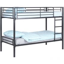 Lit superposé adulte urbain en métal noir époxy - Sommiers inclus - l 90 x l 190 cm (Matelas non inclus) - Meubles Cosy