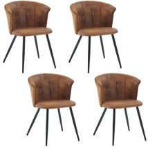 Lot de 4 Fauteuils Chaises de salle à manger vintage doncic en microfibre Marron - Meubles Cosy