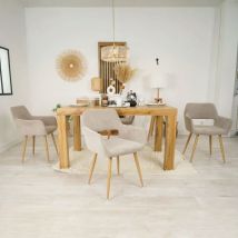 Lot de 4 Fauteuil Chaises de salle à manger scandinave en tissu beige - Meubles Cosy