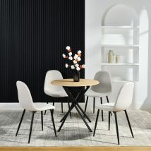 Lot de 4 chaises de salle à manger de style scandinave, tissu blanc, 44x53x86cm - Meubles Cosy