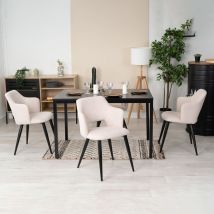 Lot de 4 Fauteuil Chaises de salle à manger scandinave en tissu beige - Meubles Cosy
