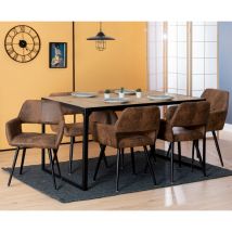 MEUBLES COSY Lot de 6 Fauteuil Chaises de salle à manger scandinave en microfibre Marron